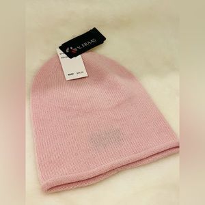 New with tags! 100% Cashmere modern Knit Beanie. Color: Light Pink